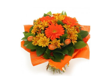 Яркий оранжевый букет c тюльпанами в магазине Кактус г. Сургут